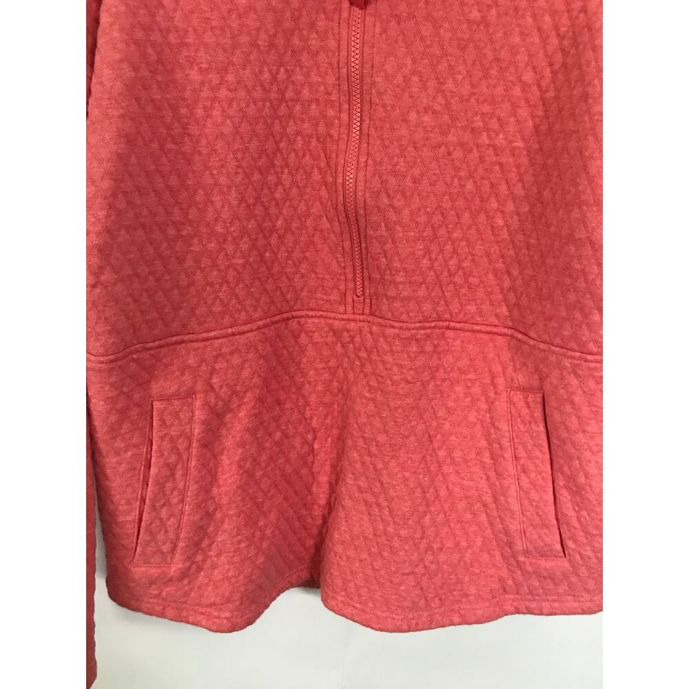 Eddie Bauer Top Sweater Size Large Womens Long Sleeve Quarter Zip Quilted Salmon - Picture 7 of 10